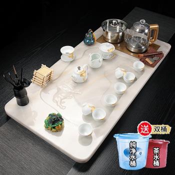 玉石茶盤茶具套裝家用全自動一體燒水簡約現代歐式泡茶大號茶盤