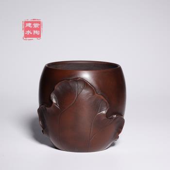 雲南建水紫陶主人茶杯純全手工紫陶主人杯雕刻堆雕品茗杯200ml