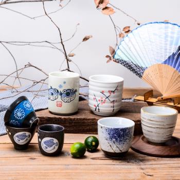 日韓手繪陶瓷茶杯 創意個性小水杯 小酒杯 釉下彩陶瓷杯