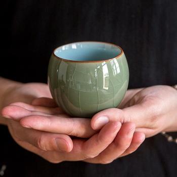 汝窯茶杯冰裂釉套裝高檔家用開片陶瓷品茗功夫茶具精致茶盞主人杯