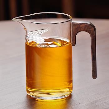 楚羽日式公道杯茶濾網一體加厚玻璃公道杯耐高溫分茶器茶海可加熱