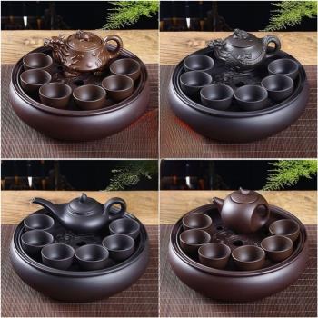 紫砂功夫茶具套裝家用客廳辦公小套簡約泡茶茶具陶瓷茶盤茶壺茶杯