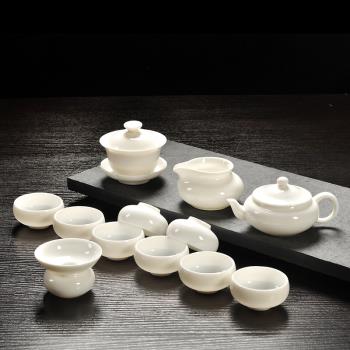 唐月窯功夫茶具套裝德化白瓷玉高檔整套家用辦公陶瓷茶壺蓋碗茶杯