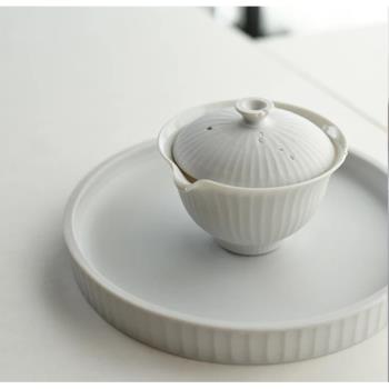 小林千惠 日本名家茶器蟲蝕白瓷手工蓋碗茶杯精美木盒限定套裝