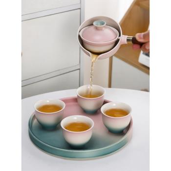旅行茶具套裝家用功夫便攜式陶瓷現代新款辦公室泡茶茶盤蓋碗茶杯