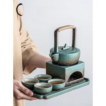 陶瓷溫茶爐套裝家用蠟燭加熱保溫底座暖茶爐復古窯變功夫溫茶器具