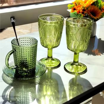 ins風格地中海風格浮雕玻璃復古羅馬杯馬克杯手作輕奢咖啡果汁杯