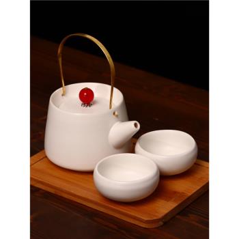 水杯定窯溫酒溫茶煮茶老式提樑壺旅行茶具家用廳禮盒陶瓷杯子套裝
