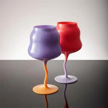 Macaron Colored Vintage Wine Glass Cup Colored Glass Red Win