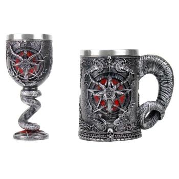 Baphomet Pentagram Horn Goblet Wine Glass Gothic Wicca Pagan