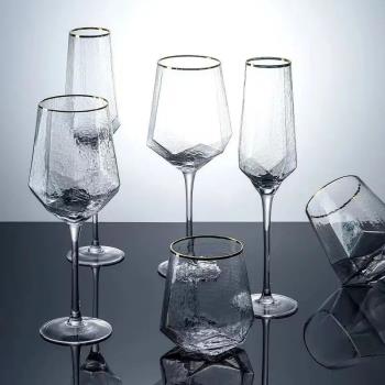 2Pcs Creative Wine Glasses Home Hammered Goblet Red Wine Gla