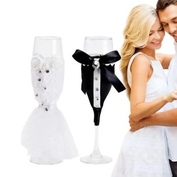 Wedding Table Decoration Wine Glass Cup Cover Bride Groom Co
