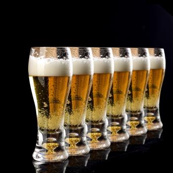 水晶高檔金箔啤酒杯大容量暢飲家用套裝 創意精釀扎啤杯子六只裝