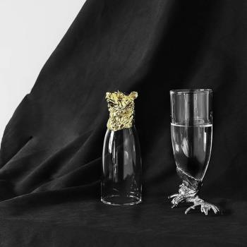 動物模型香檳玻璃酒杯現代簡約創意家居客廳酒柜北歐裝飾品小擺件