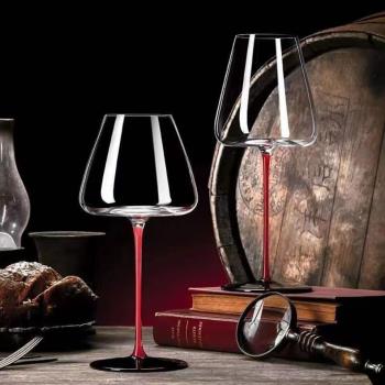 勃艮第紅酒杯紅領結水晶玻璃葡萄高腳杯紅桿大肚高檔奢華歐式創意