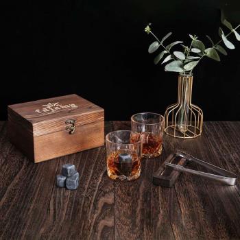 Whiskey Glass Wooden Box Set Gift Box Whiskey Glass Ice Wine