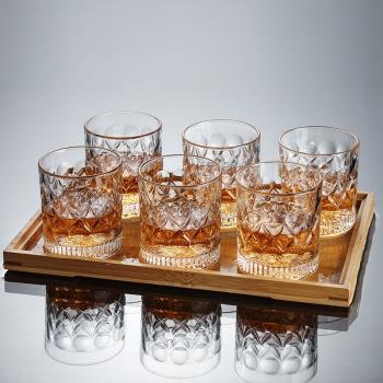 威士忌酒杯家用歐式水晶玻璃洋酒杯創意ins風八角啤酒杯酒吧套裝