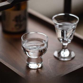 日本進口富士山梅竹清酒杯日式簡約玻璃白酒杯小杯子