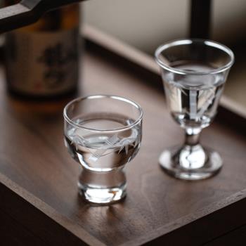 日本進口東洋佐佐木富士山梅竹清酒杯日式高腳玻璃杯家用烈酒杯子