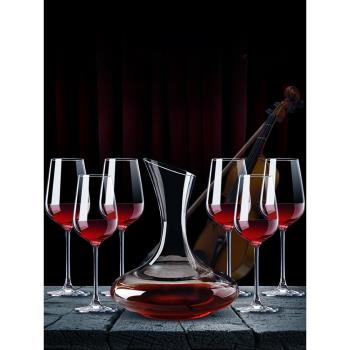 紅酒杯套裝家用歐式玻璃杯水晶杯高腳杯葡萄酒杯醒酒器6只裝酒具