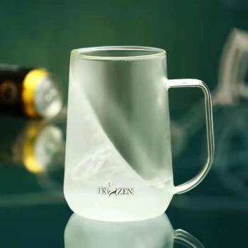 新款高硼硅玻璃雙層杯冷凍杯香檳杯耐高溫大容量啤酒杯夏季冰凍杯