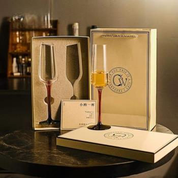 新一對高腳杯圣誕婚禮&套裝禮盒高顏值起泡杯水晶香檳酒杯子家用