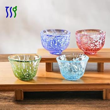 日本進口東洋佐佐木彩色手工玻璃日式清酒杯冷酒燒酒杯茶杯品茗杯