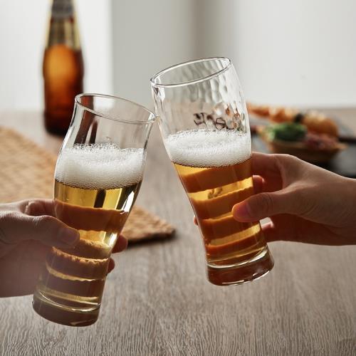 日本進口佐佐木玻璃杯365ml啤酒杯琥珀色家用水杯扎啤小麥飲料杯
