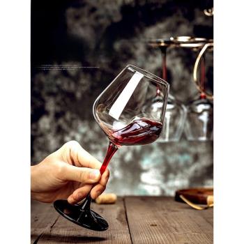 高端水晶玻璃紅領結勃艮第紅酒杯套裝家用高腳高檔輕奢紅桿葡萄酒