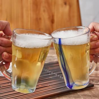 日本進口東洋佐佐木玻璃啤酒杯網紅加厚水墨風情侶水杯家用果汁杯