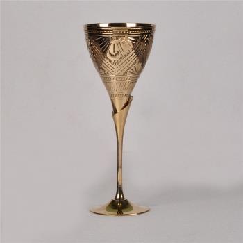 巴基斯坦黃銅創意高腳杯新品促銷精品雞尾酒杯酒吧靈魂純黃銅杯子