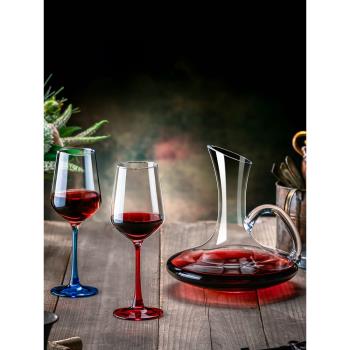 紅酒杯套裝歐式玻璃杯高腳杯創意葡萄酒杯一對醒酒器2個酒具家用
