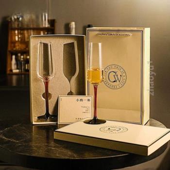 圣誕杯家用高顏值一對婚禮新酒杯子起泡高腳杯套裝水晶禮盒&香檳
