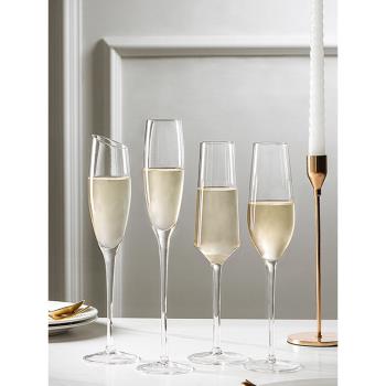 香檳杯家用套裝水晶高腳杯一對禮盒起泡甜酒杯創意個性雞尾酒杯子