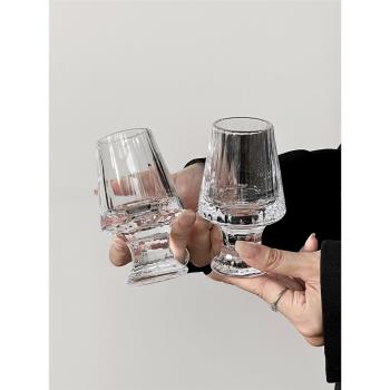 Qumin 中古vintage條紋法式威士忌酒杯清酒杯創意水晶玻璃小酒杯