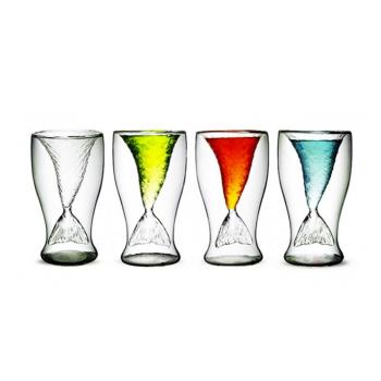 創意杯子美人魚杯 透明雙層玻璃杯 紅酒杯 酒吧調酒杯雞尾酒杯