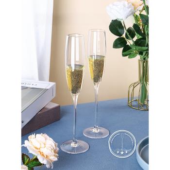 香檳杯2只套裝創意水晶玻璃紅酒杯高腳杯一對起泡酒杯6個裝歐式