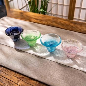日本進口東洋佐佐木手工玻璃清酒杯日式櫻花富士山品茗杯白酒杯