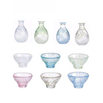 日本進口東洋佐佐木彩色玻璃杯日式清酒杯手工小酒杯和風茶杯木盒