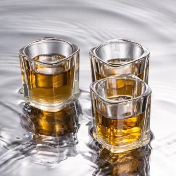 四方小酒杯創意透明水晶玻璃威士忌杯分酒器家用套裝白酒烈酒杯子