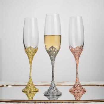 家用高泡酒杯復古高級香檳杯子水晶玻璃酒具禮盒套裝