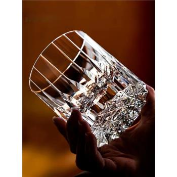 星芒K9水晶杯江戶切子高端洋酒杯子威士忌杯手工杯無鉛高級感杯子