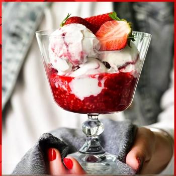 Krosno高腳甜品杯進口水晶玻璃杯冰淇淋杯雪糕杯糕點碗酸奶杯子