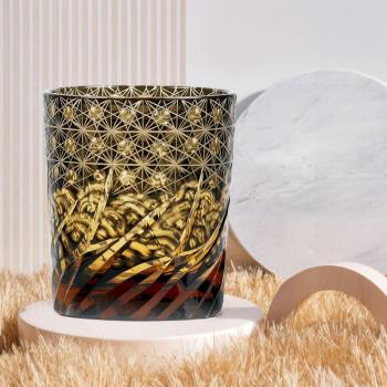日式江戶切子手工雕刻無鉛水晶玻璃威士忌杯高級洋酒杯冷水玻璃杯