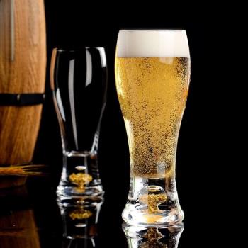 高端高檔金箔水晶啤酒杯家用暢飲套裝大容量創意精釀扎啤杯子收納