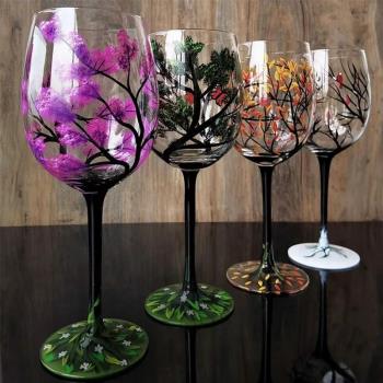 Crystal Glass Painted Goblet Creative Hand-painted Four Seas