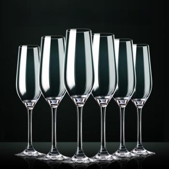 水晶香檳杯高顏值高腳杯架白葡萄酒杯子起泡酒紅酒杯套裝6只家用