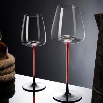 黑領結紅酒杯套裝紅桿高腳杯勃艮第家用網紅創意水晶葡萄酒杯大號