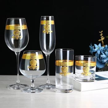Nordic Gold Edge Crystal Goblet Wine Glass Light Luxury Clea