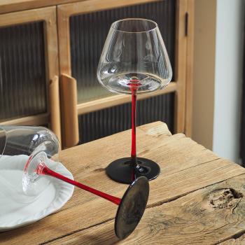 索廚浪漫法式紅杠黑領結玻璃葡萄酒香檳杯紅酒杯創意大容量高腳杯